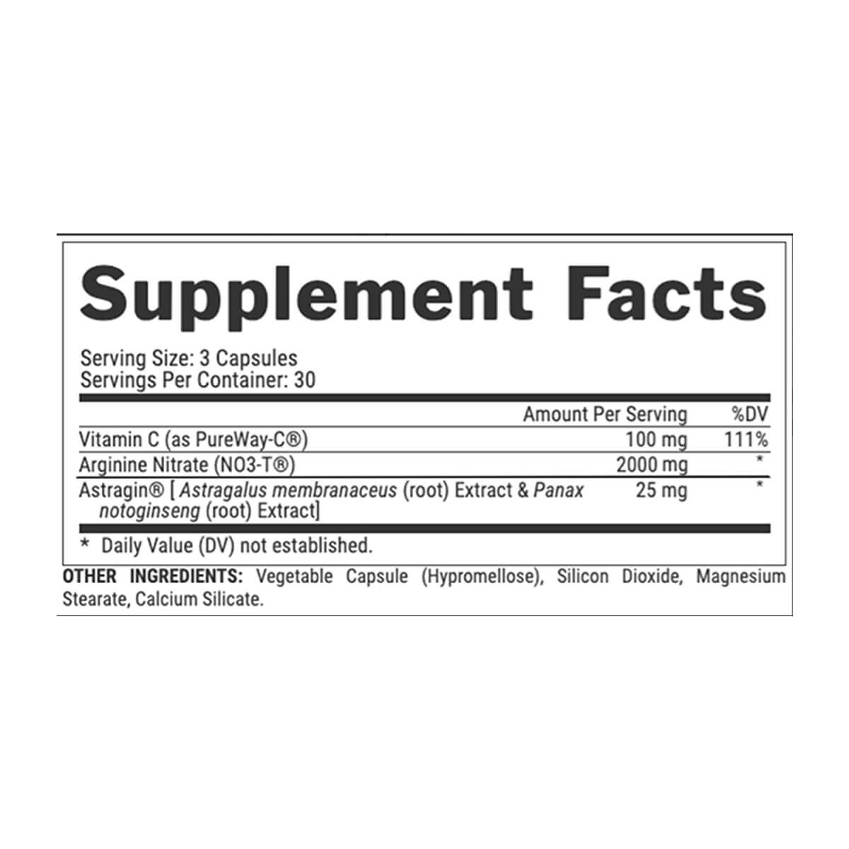 Niox Nutrex Supp Fact
