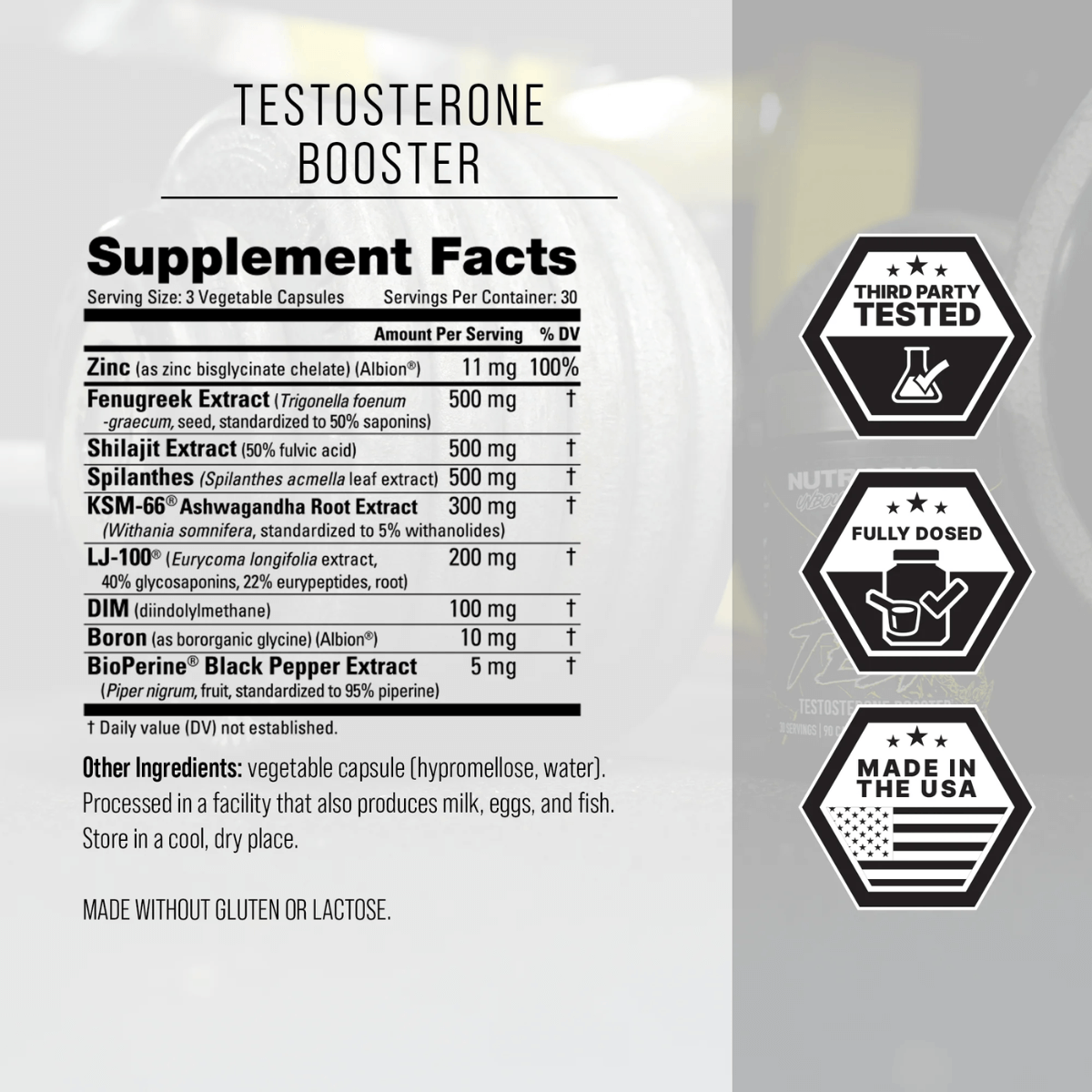 NutraBio UnBound TEST Supplement Facts
