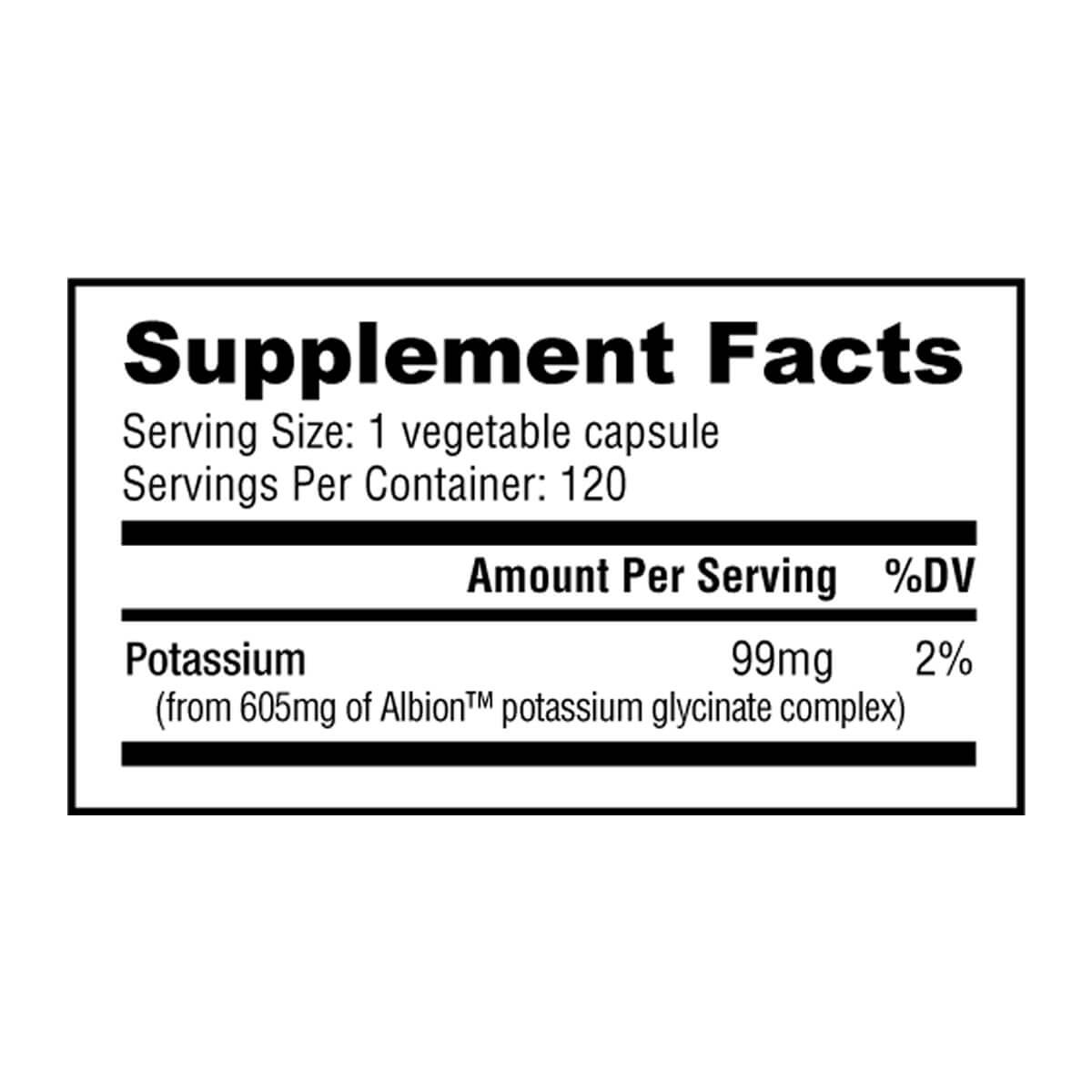 Potasio en capsulas informacion nutricional