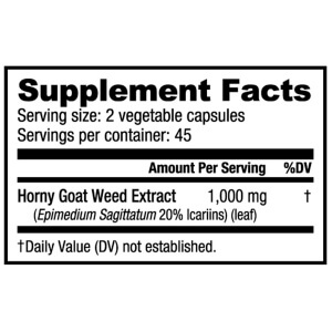Horny Goat Weed (500mg) 90 Vegetable Capsules